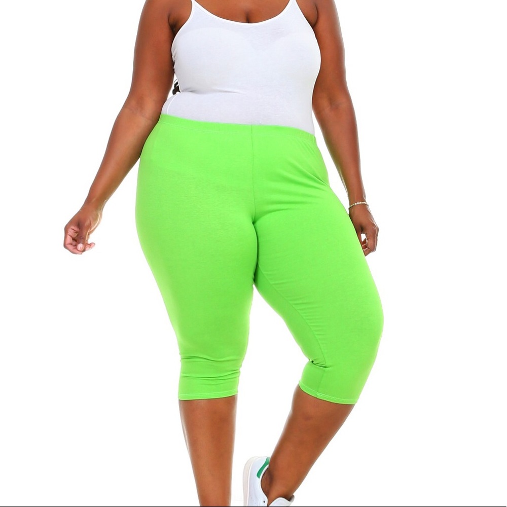 Cotton capri leggings xl-6x  made in usa lime